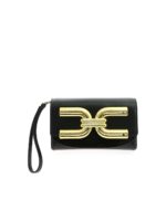 Pochette nera con logo dorato