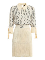 Abito corto in georgette con frange