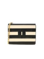 Borsa a tracolla a righe nera e crema