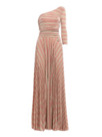 Abito monospalla a righe laminato