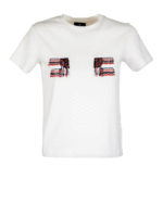 T-shirt con logo in perline colorate