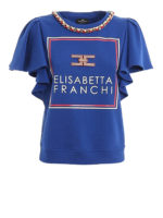 T-shirt in cotone con stampa logo e volant