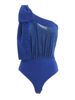 Body in jersey laminato cobalto con fiocco