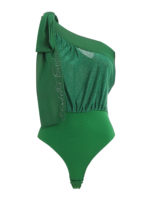 Body in jersey laminato verde con fiocco