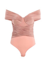 Body smanicato in jersey lame rosa