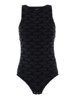 Body con motivo logo in velluto