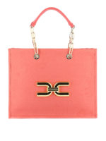 Shopper in simil camoscio con maxi logo