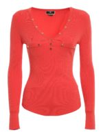 Pull con collo a V e bottoni