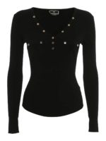 Pullover con collo a V e bottoni