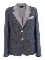 Blazer monopetto in lino effetto denim