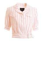 Blusa corta a righe con taschini