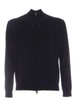 Cardigan nero con ricamo logo