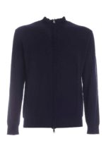 Cardigan blu con ricamo logo