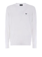 Maglia bianca in cotone con logo aquila