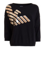 Maglione con logo aquila in paillettes