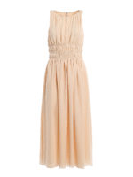 Abito lungo in crepe con arricciature