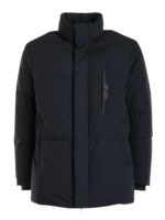 Piumino con inserto in pelle