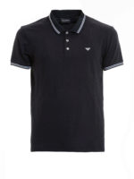 Polo blu scuro dettagli a contrasto