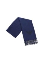Pashmina blu con frange