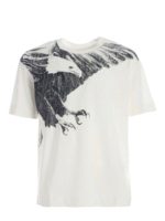 T-shirt bianca con stampa sui toni del grigio