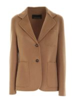 Giacca monopetto in lana color cammello