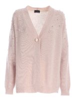 Cardigan con perline e strass beige