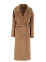 Cappotto in lana color cammello con cintura