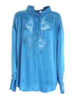 Camicia oversize con pizzo azzurra