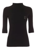 Maglia manica trequarti nera con logo