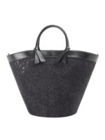Tote in pizzo con fiocchetti in pelle