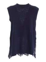 Gilet girocollo con retro in macrame blu