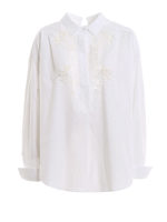 Blusa in popeline con inserti in pizzo