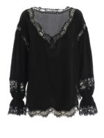 Blusa con bordi smerlati in pizzo