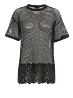 Blusa in mesh stretch con pizzo sul fondo