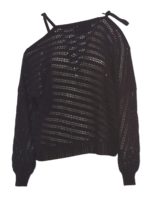 Maglione traforato cristalli nero