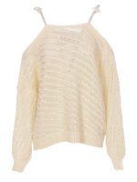 Maglione traforato cristalli bianco