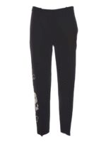 Pantaloni ricamo fiori neri