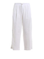 Pantaloni in lino con strass