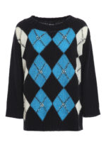 Maglia a quadri con paillettes e cristalli