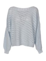 Maglione cristalli obliqui azzurro