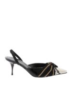 Sandali slingback neri e ecru con fiocco