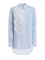 Camicia in lino a righe con macrame