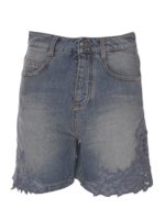 Shorts in jeans con inserto floreale azzurri