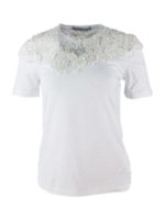 T-shirt inserto in pizzo bianca
