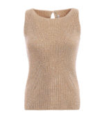 Top aderente in cotone con cristalli