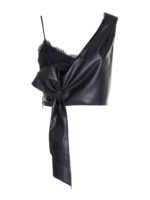 Top in finta pelle e pizzo