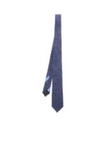 Cravatta in seta blu stampa ananas