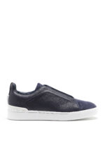 Sneaker slip-on in pelle a grana