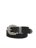 Cintura nera con fibbia argento