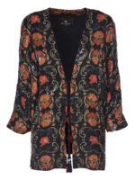 Giacca nera con stampa a fiori